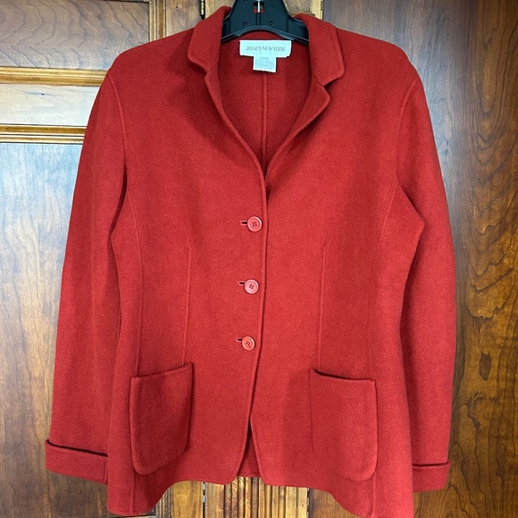 Jones New York Brick Red Wool Blazer, Size 12 - Picture 13 of 16